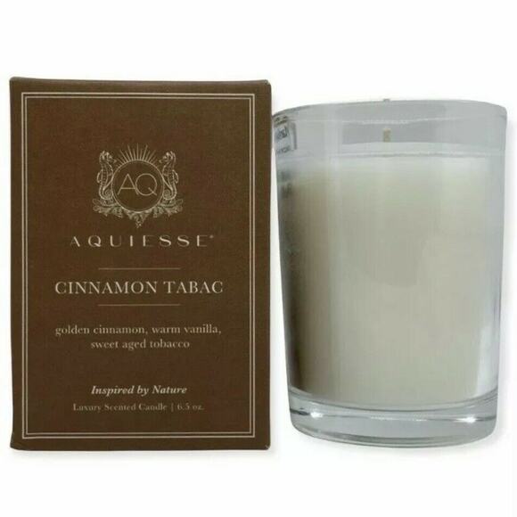 Aquiesse Cinnamon Tabac Vanilla Sweet Aged Tobacco￼ Luxury Candle 6.5oz NIB - Picture 1 of 3